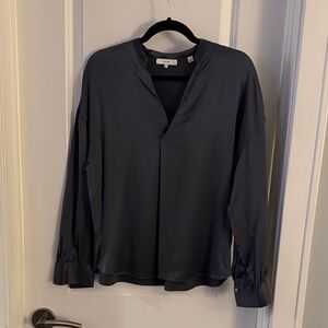 Vince Charcoal V-Neck Blouse